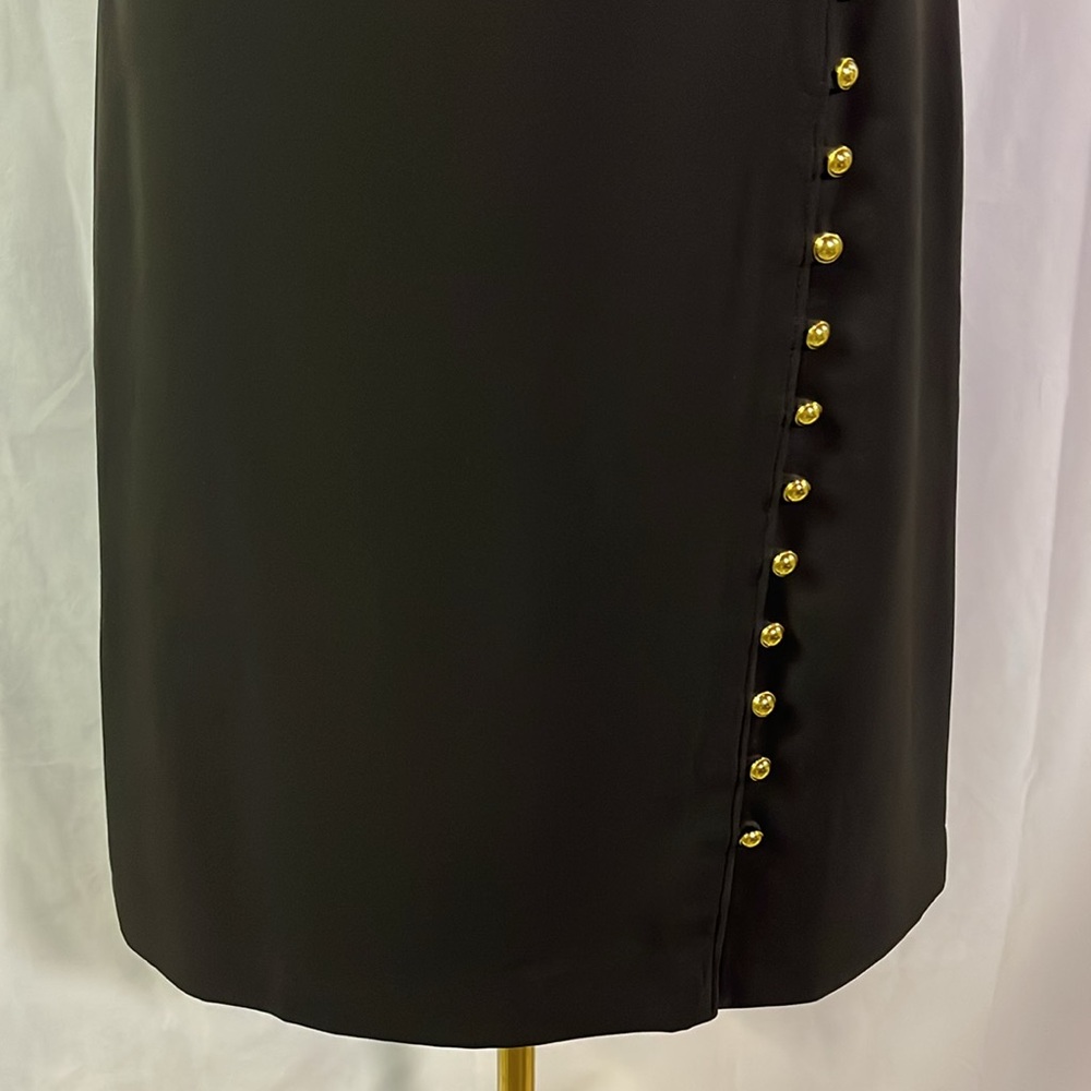 Talbots Black Gold Side Button A-Line Midi Skirt - Picture 7 of 15